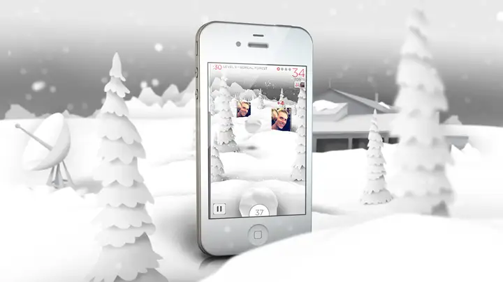 Snowball Effect on an iPhone in a snowy white world