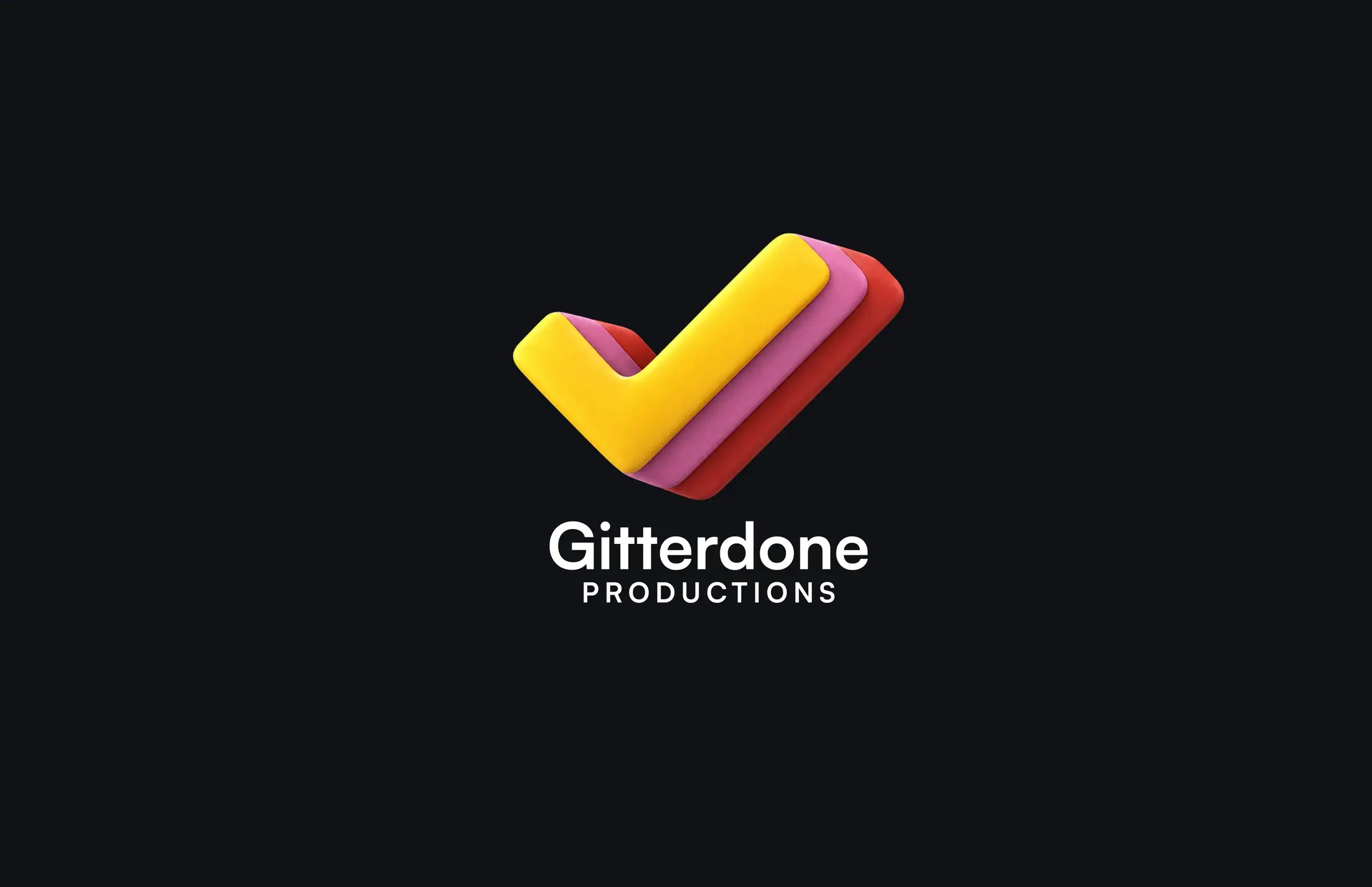 Gitterdone Productions title card: the 3D yellow check mark logo on black