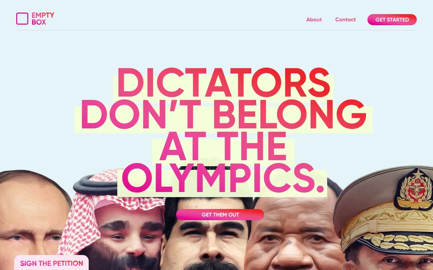 'Dictators don't belong at the Olympics' homepage hero