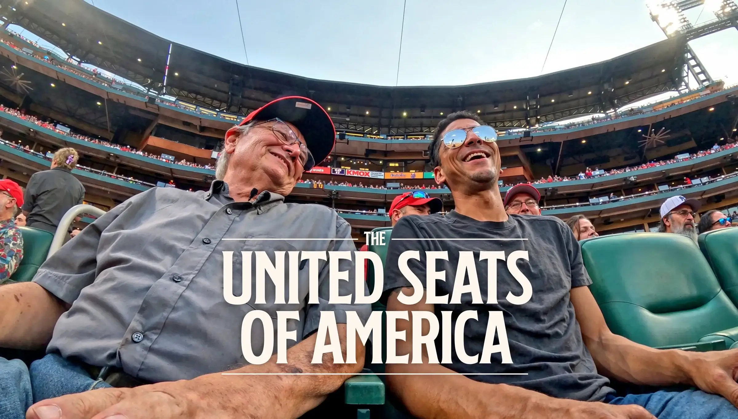 United Seats of America title card: two strangers at the Cardinals game