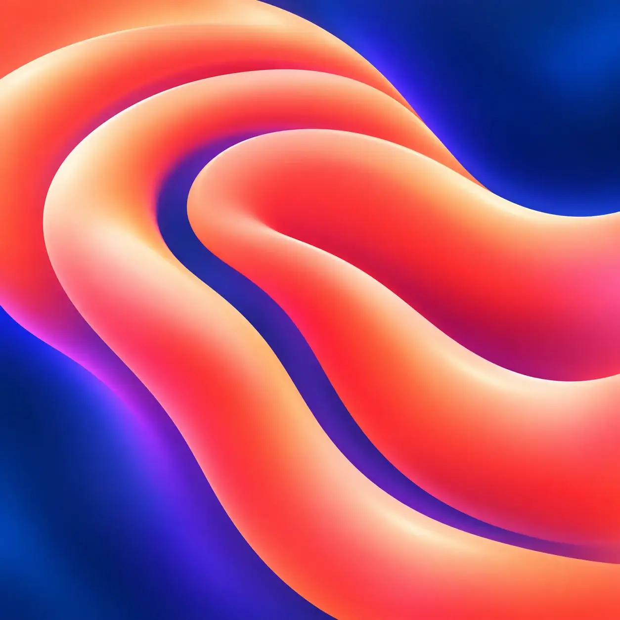 Flowing pink, orange and blue abstract artwork made for Corazón’s AI assistant