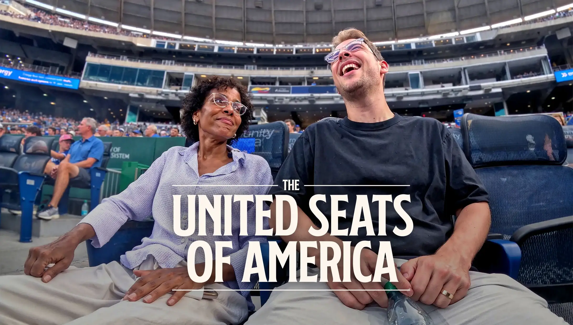 United Seats of America title card from the Royals game: Kirby and Luke in their seats