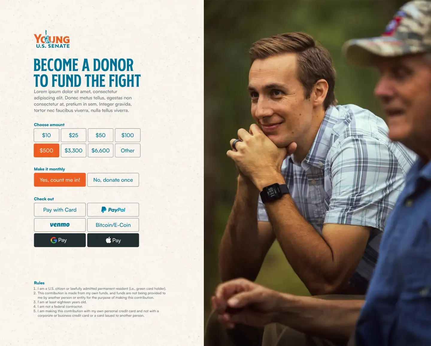 Website donation page