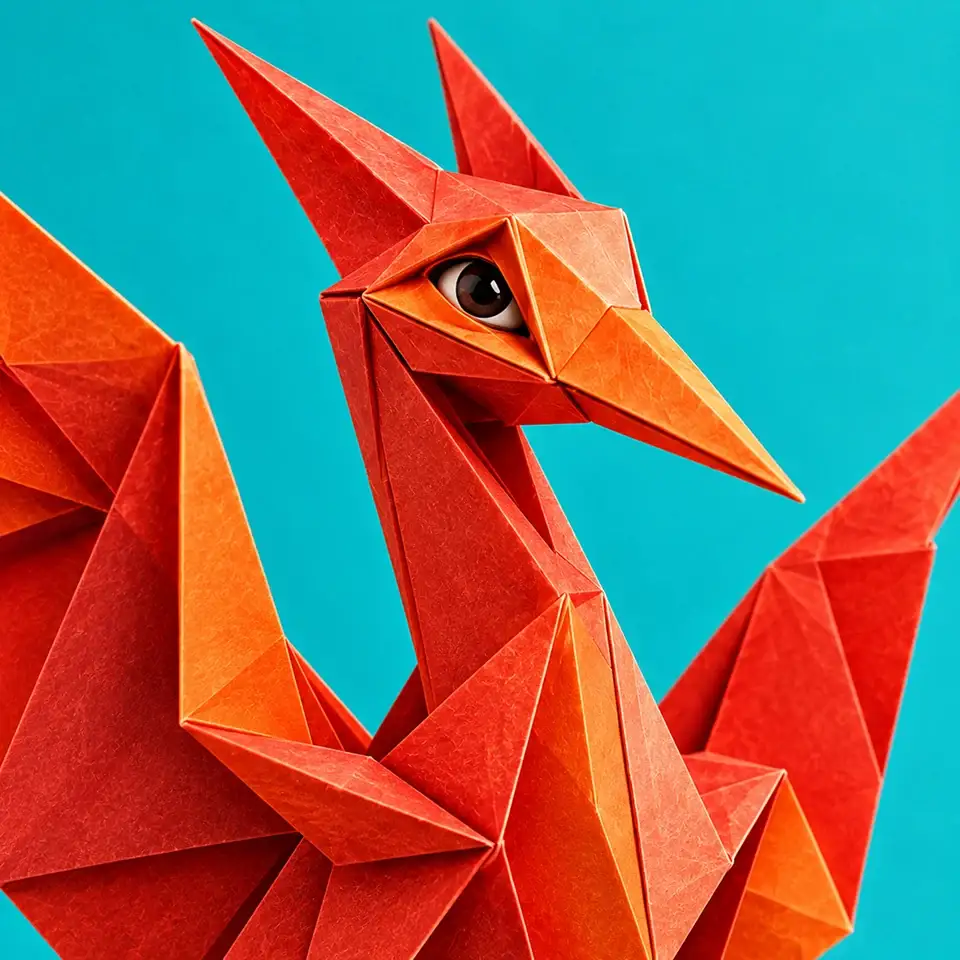 Origami dragon illustration from Gitterdone's gamification artwork