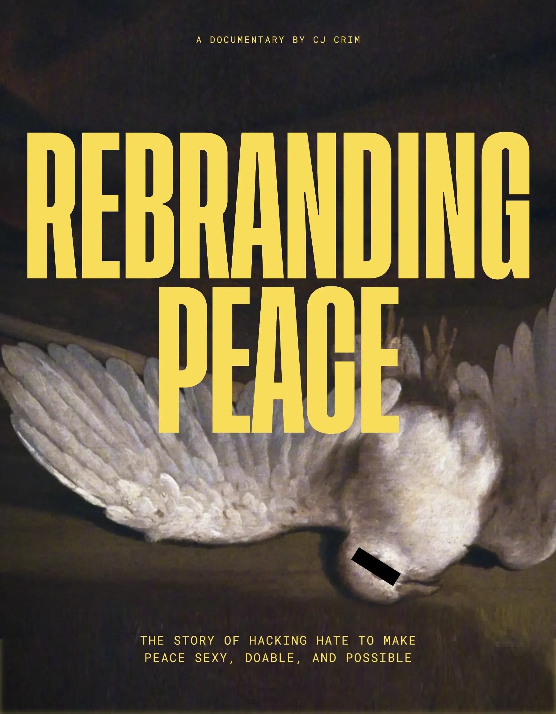 Rebranding Peace poster: a documentary by CJ Crim, the story of hacking hate to make peace sexy, doable and possible