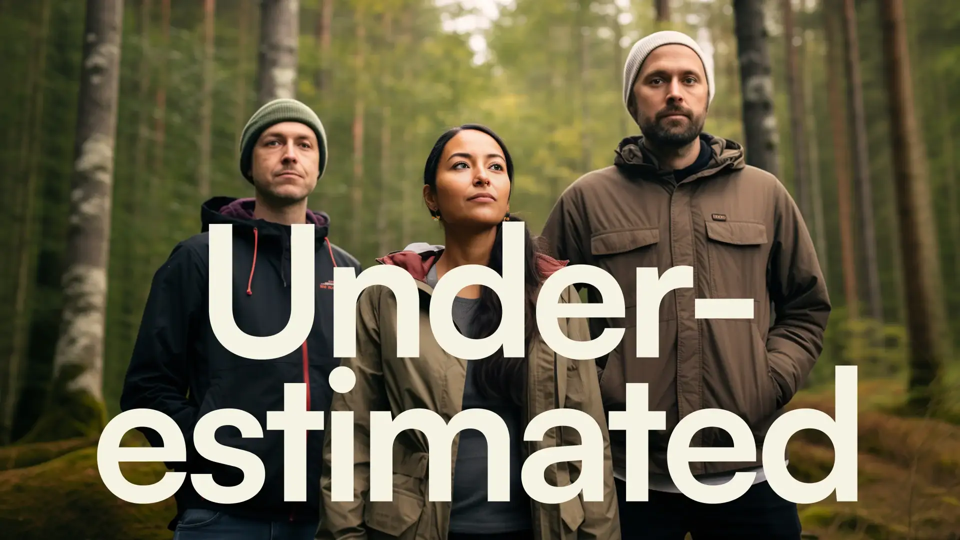 Brand photography direction: Underestimated, three founders in a forest